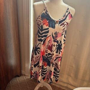 Tropical Print Sleeveless Dress
